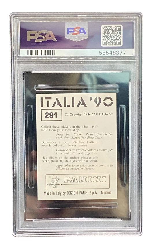 1990 Panini FIFA World Cup Andres Escobar, Italia, PSA 8
