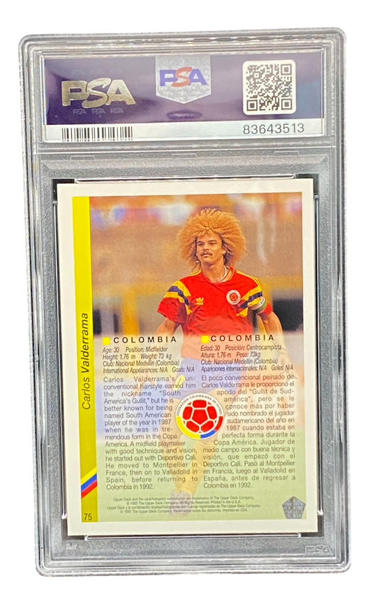 1993 Upper Deck World Cup Soccer Carlos Valderrama, PSA 8