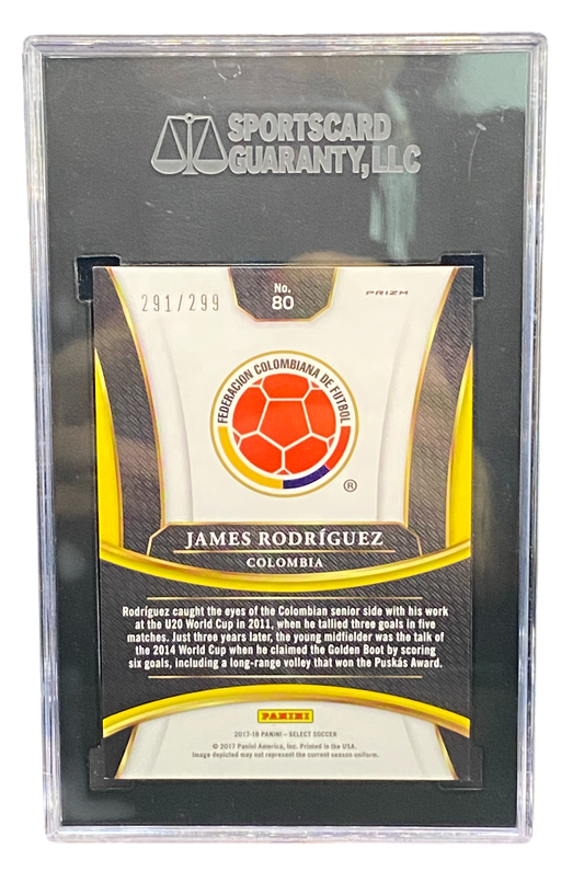 2017-18 Panini Select James Rodríguez Blue Prizm 291/299, SGC 9