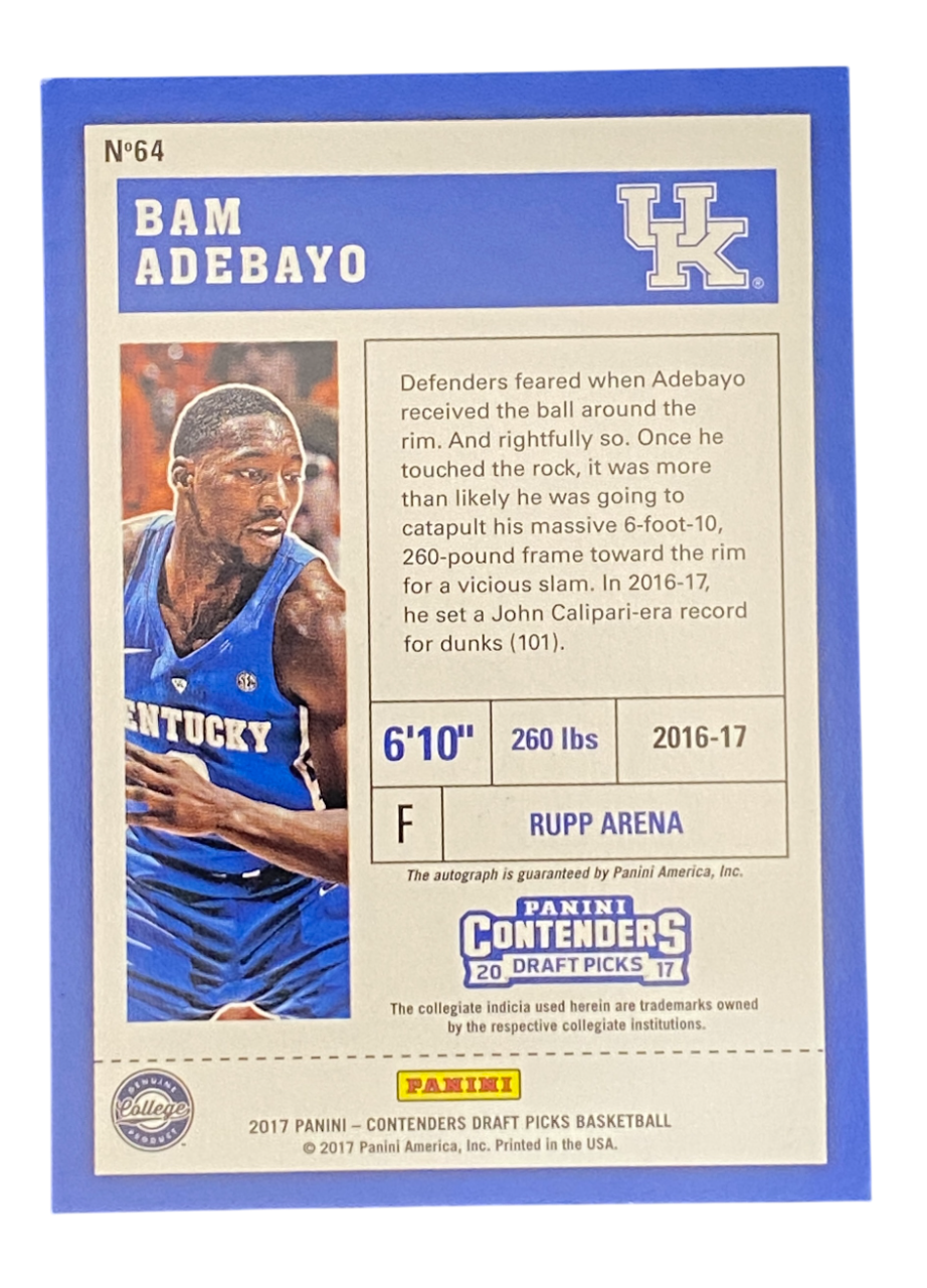 2017 Panini Contenders Draft Picks Bam Adebayo RC Autograph