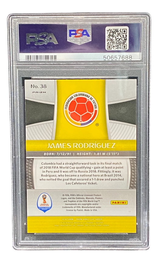 2018 Panini prizm W/C James Rodríguez Lazer Prizm, PSA 9