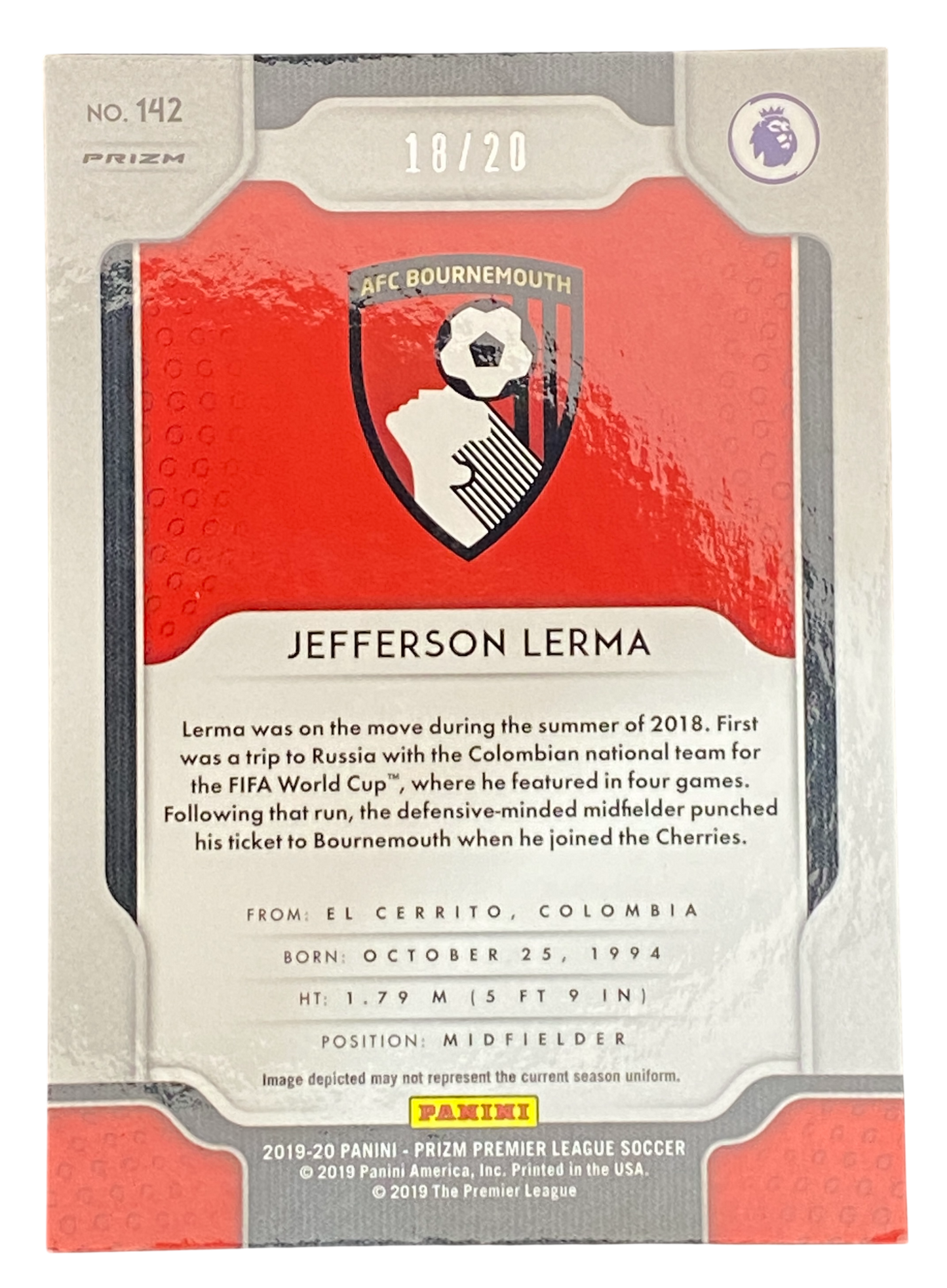 2019-20 Panini Prizm Premier League Jefferson Lerma 18/20