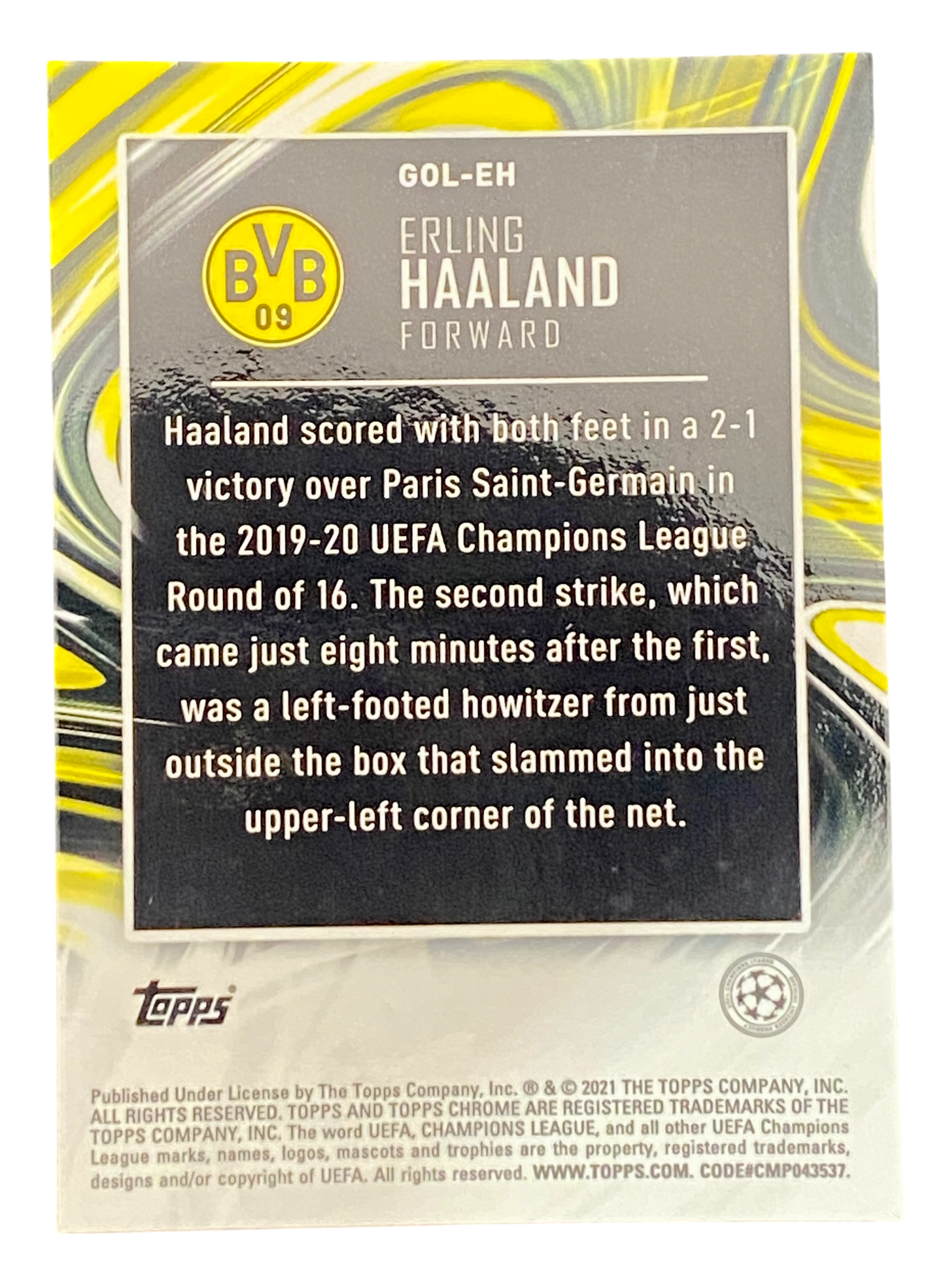 2021 Topps Chrome UEFA Champions League Erling Haaland Golazo