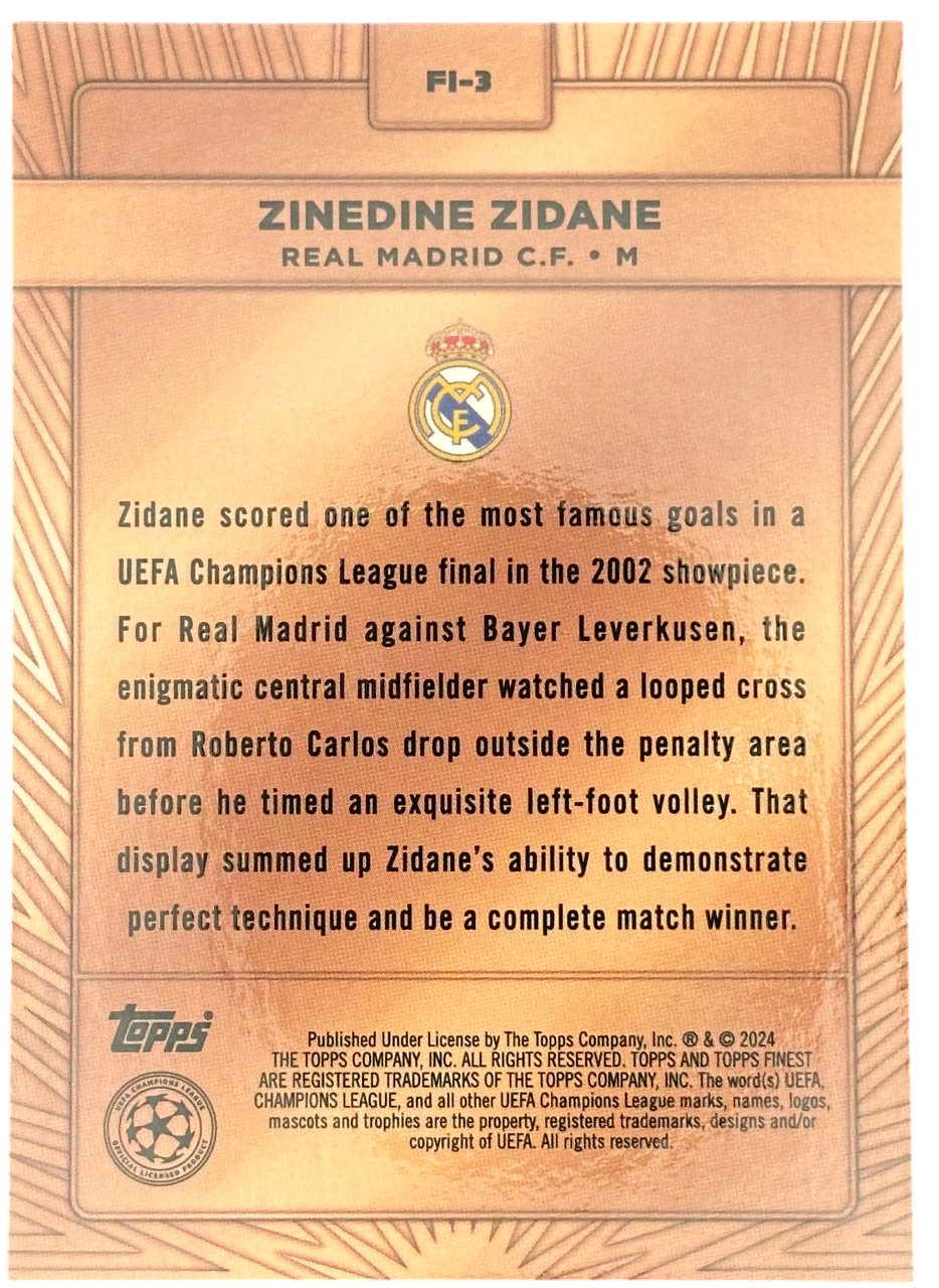 2023-24 Topps Finest UEFA Club Competitions Idols Bronze Zinedine Zidane