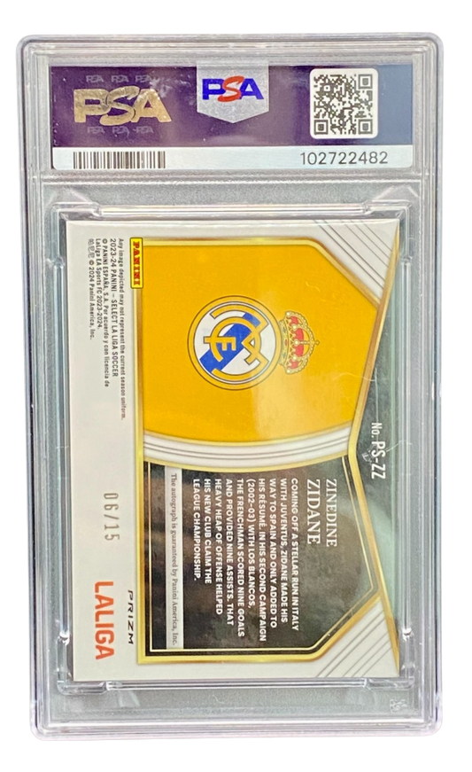 2023-24 Panini Select La Liga Zinedine Zidane Auto 06/15 PSA 9