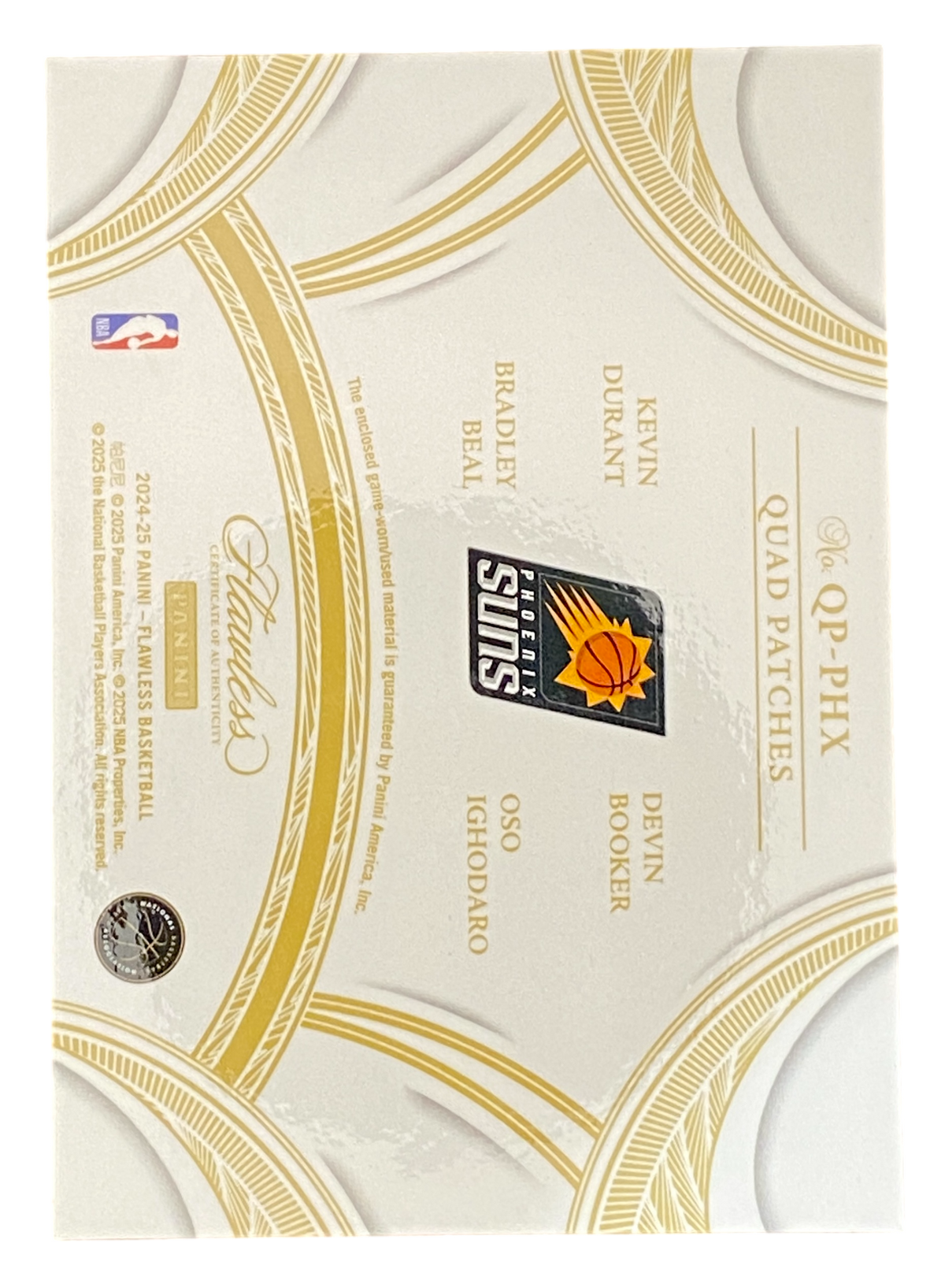 2024-25 Panini Flawless Quad Patches, Kevin Durant, Devin Booker, Bradley Beal, Oso Ighodaro