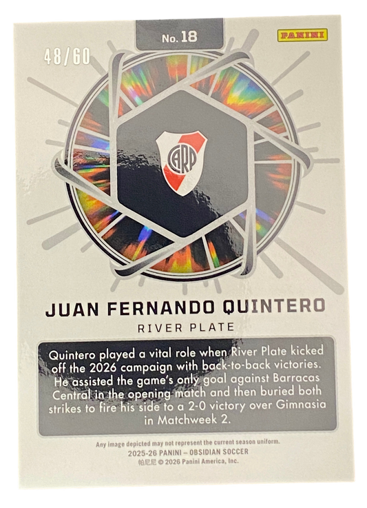 2025-26 Panini Obsidian Soccer, Juan Fernando Quintero, 48/60