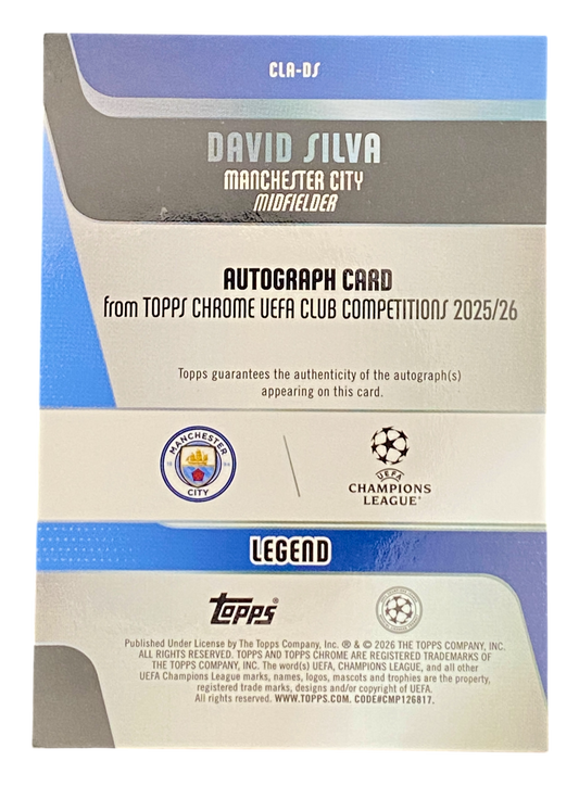 2025-26 Topps Chrome David Silva, Autograph, 20/50