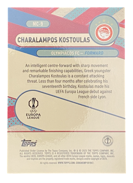 2025 Topps Merlin UCC Charalampos Kostoulasn RC 01/10