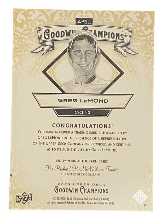 2025 Upper Deck Goodwin Champions Greg Lemond Autograph