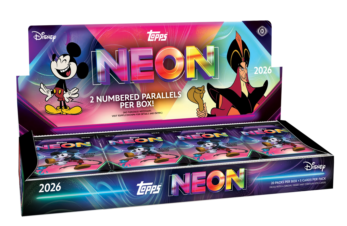 4 cajas, Toy Story, La espada en la piedra, 2026 Topps Disney Neon