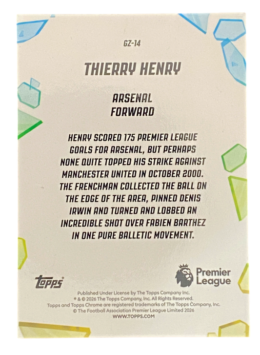 2026 Topps Chrome Premier League Thierry Henry Golazo
