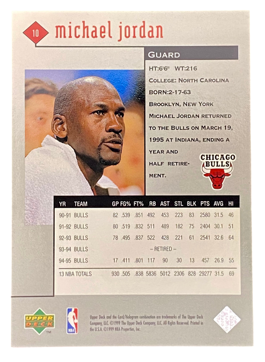 1999 Upper Deck Michael Jordan Black Diamond, White Jersey