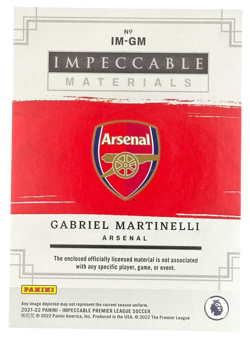2022 Panini Impeccable Premier League Soccer Gabriel Martinelli RC /10, patch