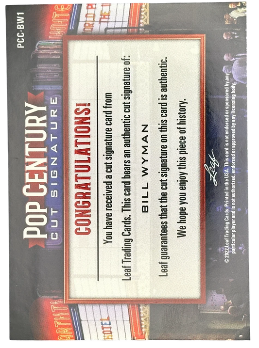 2022 Leaf Pop Century Billy Wyman Autograph