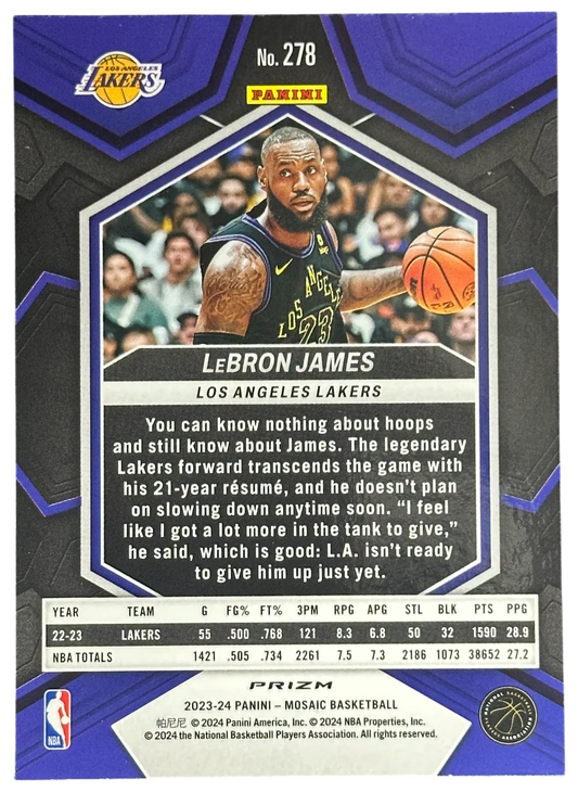 2023-24 Panini Mosaic Basketball LeBron James Gold Reactive Prizm