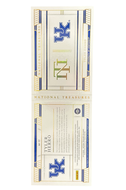 2019 Panini National Treasures Tyler Herro, Autograph, /5, Player Worn