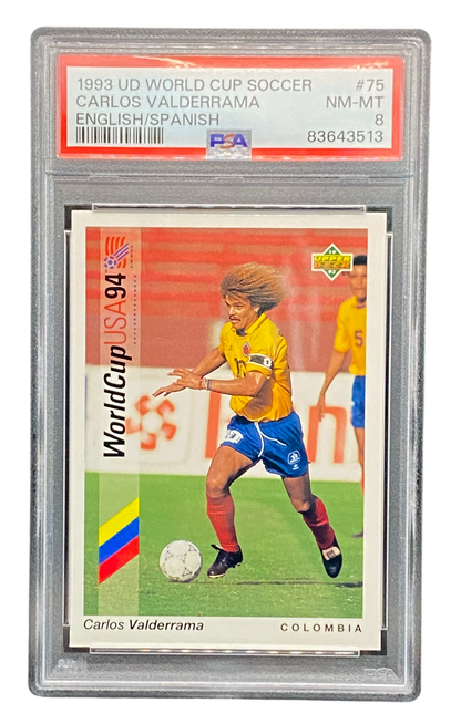 1993 Upper Deck World Cup Soccer Carlos Valderrama, PSA 8