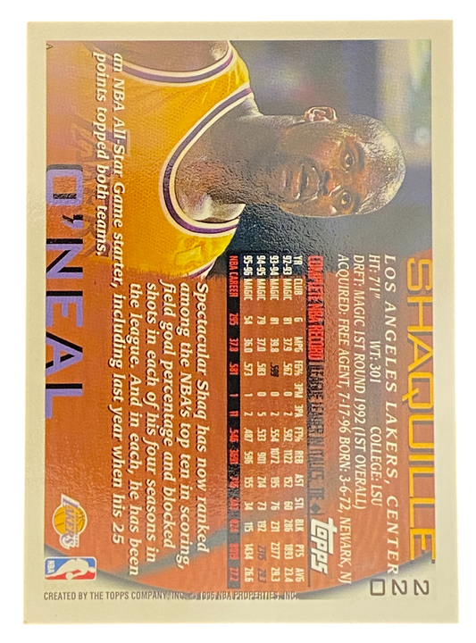 1996 Topps Basketball Shaquille O´neal, RC