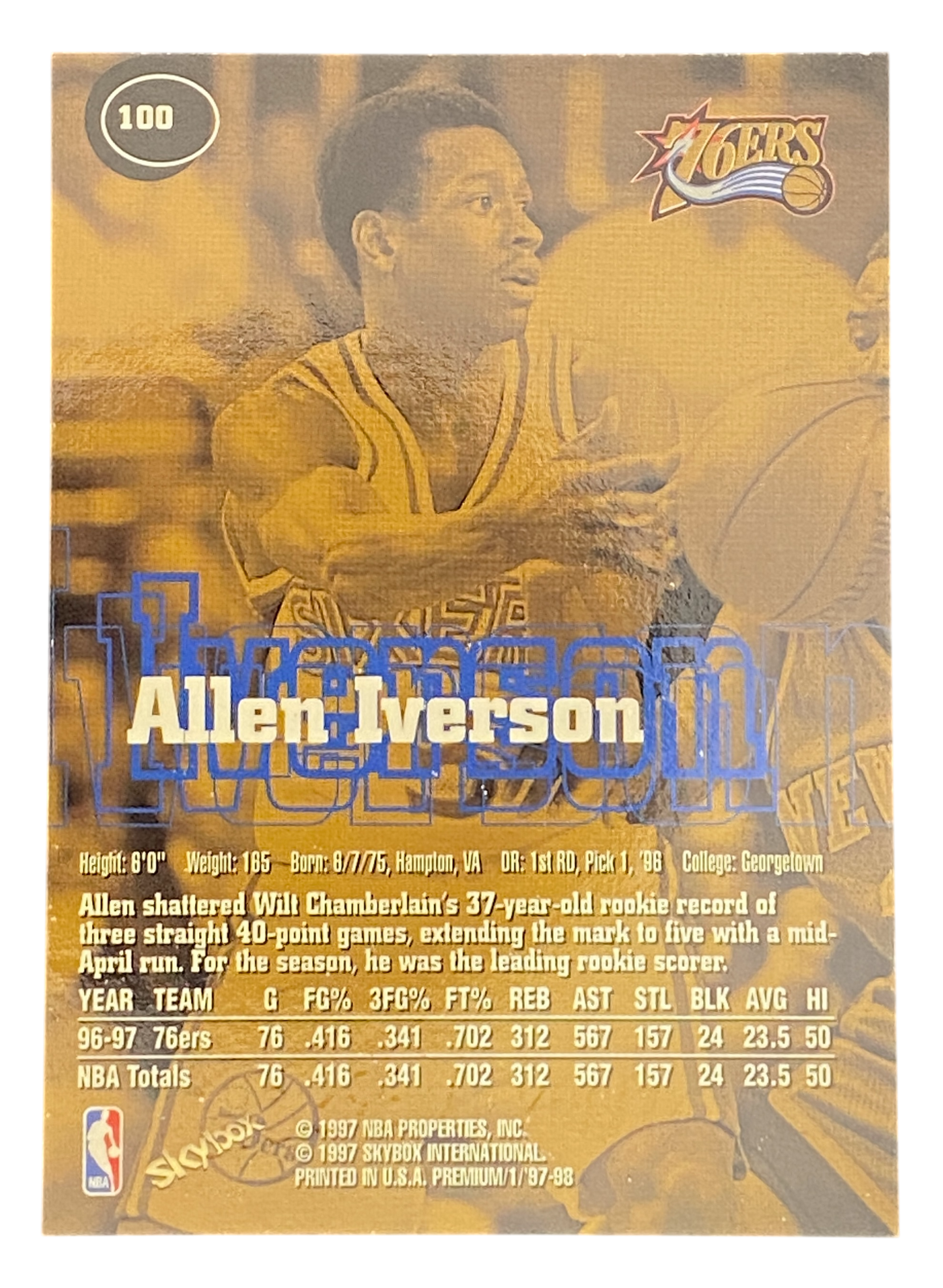 1997 Skybox International Premium Allen Iverson