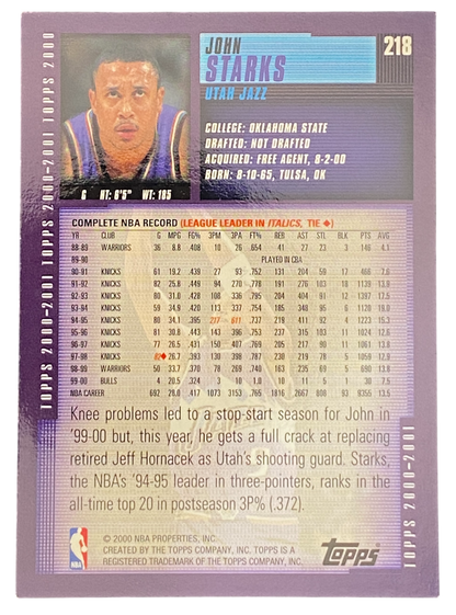 2000-2001 Topps Basketball John Starks