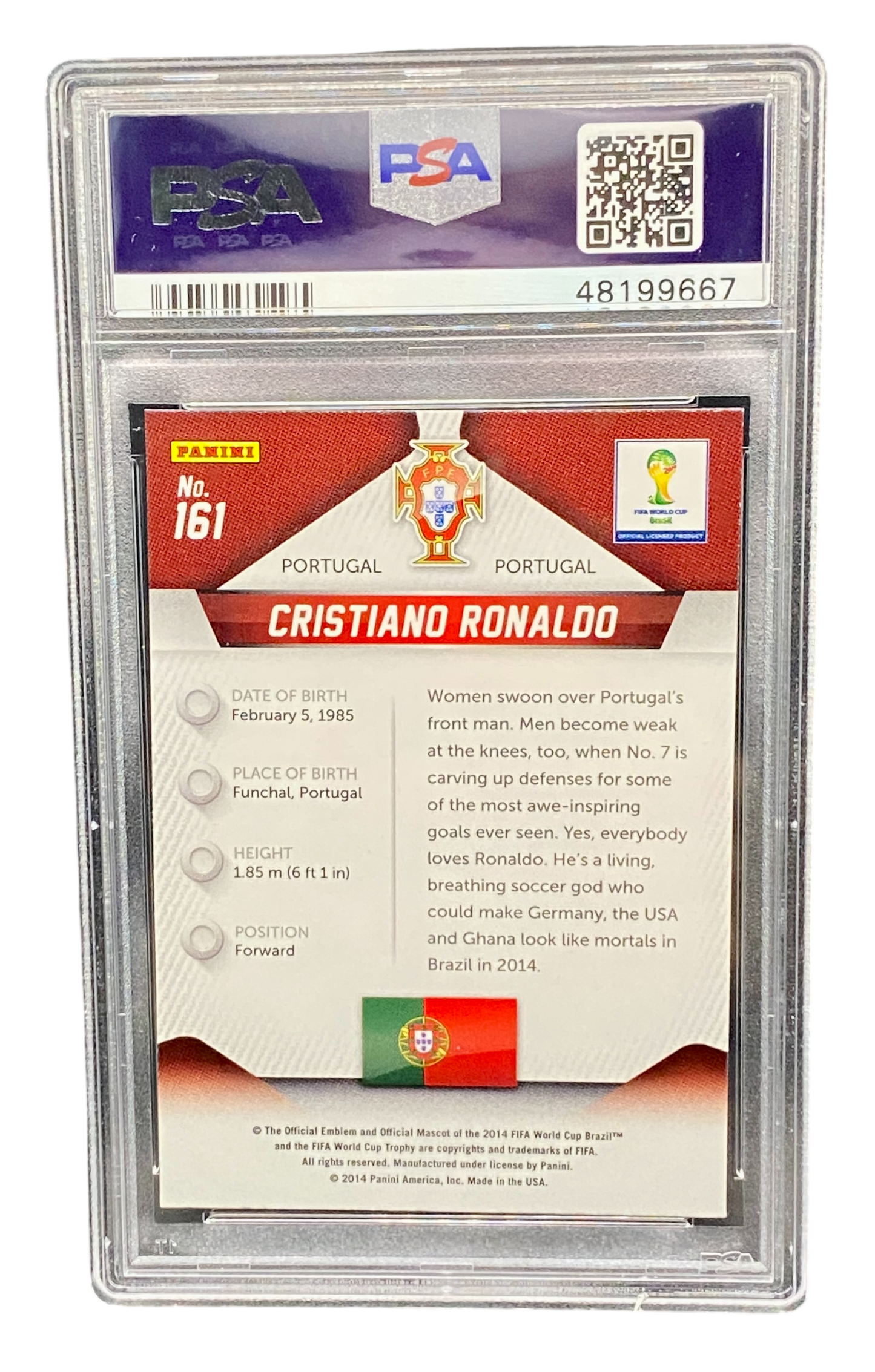 2014 Panini Prizm FIFA World Cup Cristiano Ronaldo, PSA 10