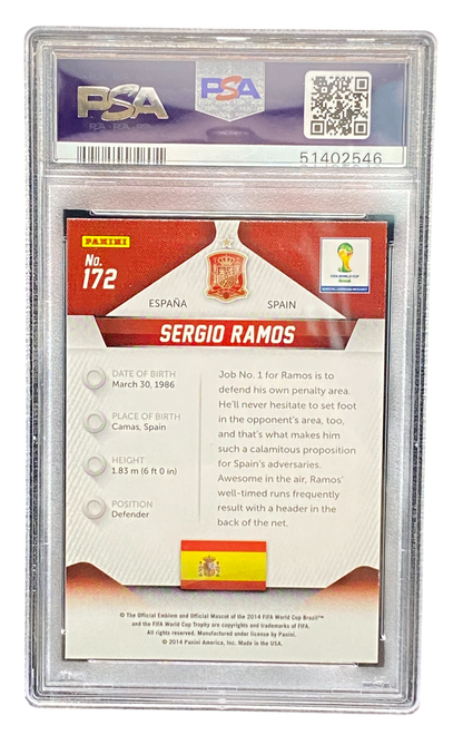 2014 Panini Prizm Sergio Ramos World Cup, PSA 10