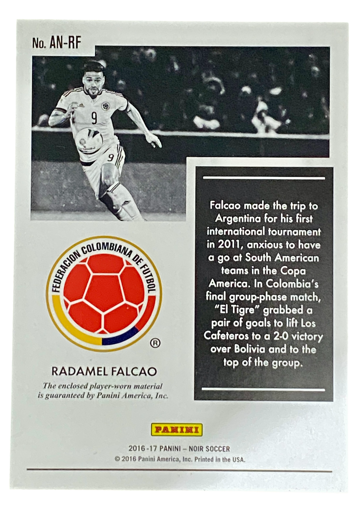 2016-17 Panini Noir Acetate Relics, Radamel Falcao 48/75