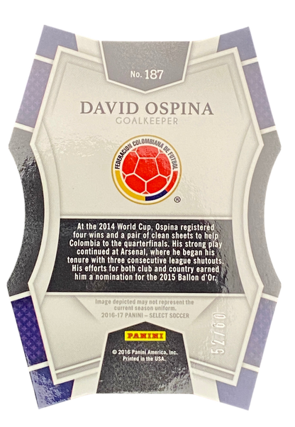 2016-17 Panini Select Soccer, David Ospina, Die Cut 52/60