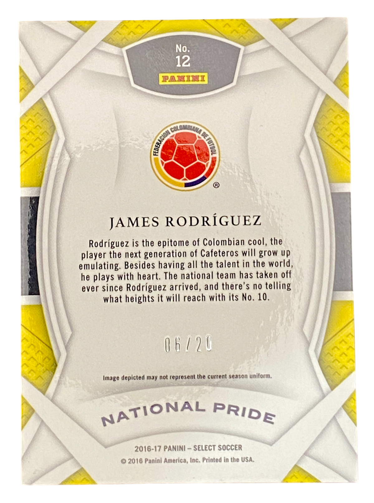 2016-17 Select James Rodriguez National Pride Camo Prizm /20