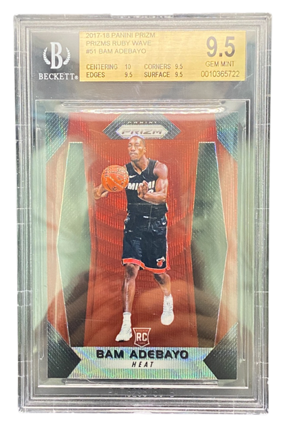 2017-18 Panini Prizm Prizms Ruby Wave Bam Adebayo, Black Jersey, BGS 9.5