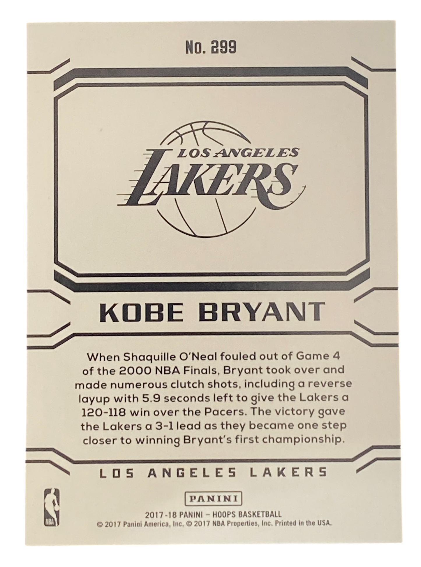 2017-18 Panini NBA Hoops Kobe Bryant Carrer Tribute, Lakers