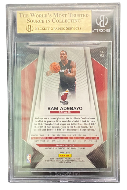 2017-18 Panini Prizm Prizms Ruby Wave Bam Adebayo, Black Jersey, BGS 9.5