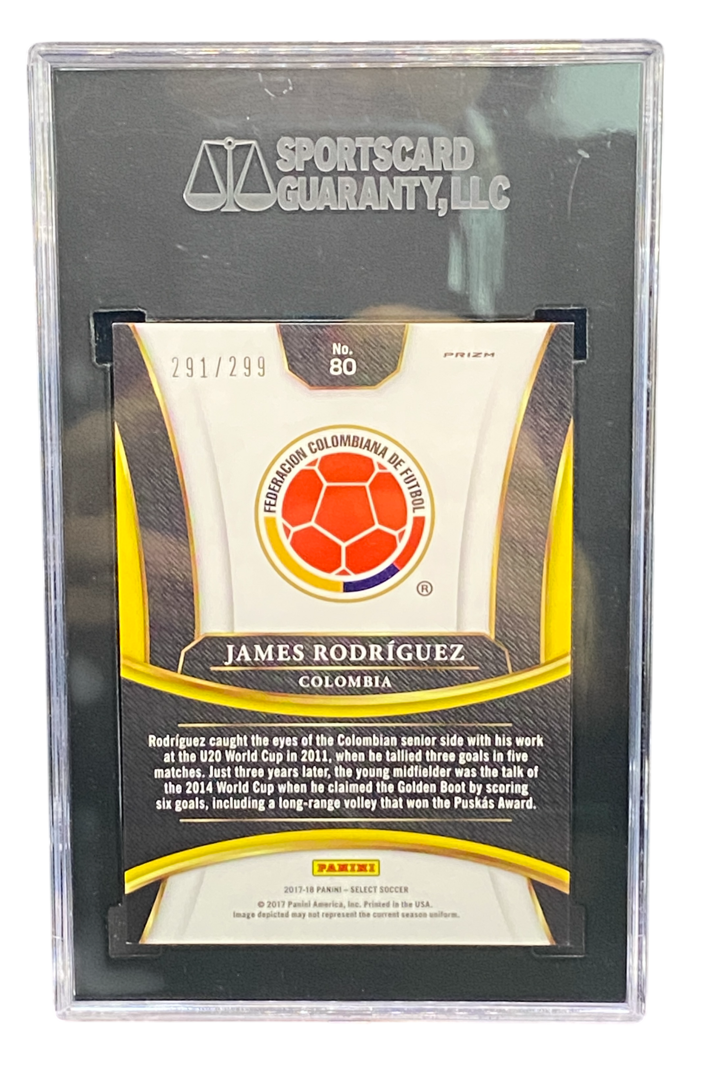 2017-18 Panini Select James Rodríguez Blue Prizm 291/299, SGC 9