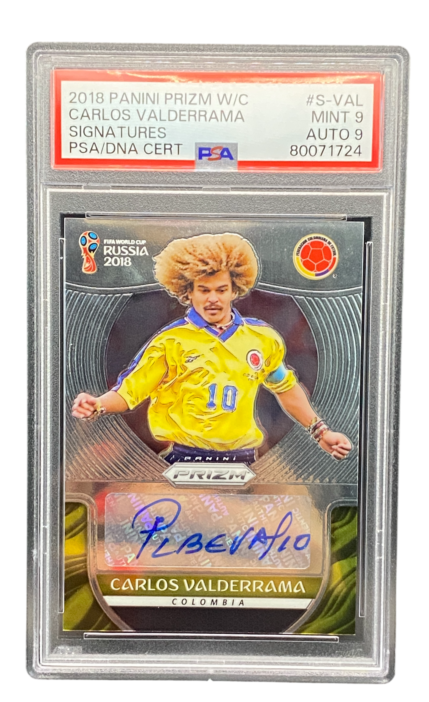 2018 Panini Prizm W/C Carlos Valderrama Autograph, PSA 9, Auto 9