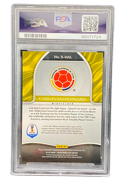 2018 Panini Prizm W/C Carlos Valderrama Autograph, PSA 9, Auto 9