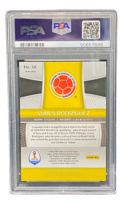 2018 Panini prizm W/C James Rodríguez Lazer Prizm, PSA 9