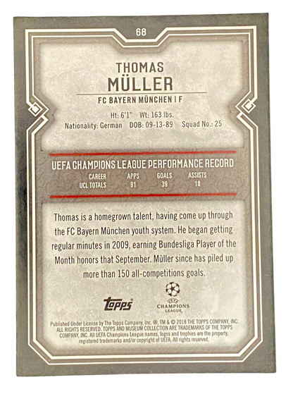 2018 Topps Museum Collection Thomas Muller 34/50