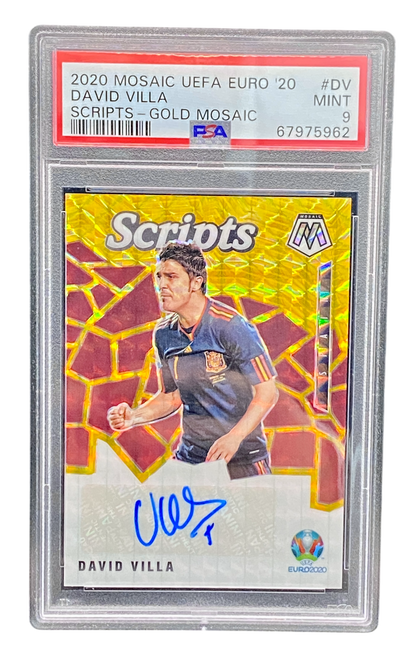 2020 Panini Mosaic UEFA Euro David Villa, Autograph, 10/10, PSA 9