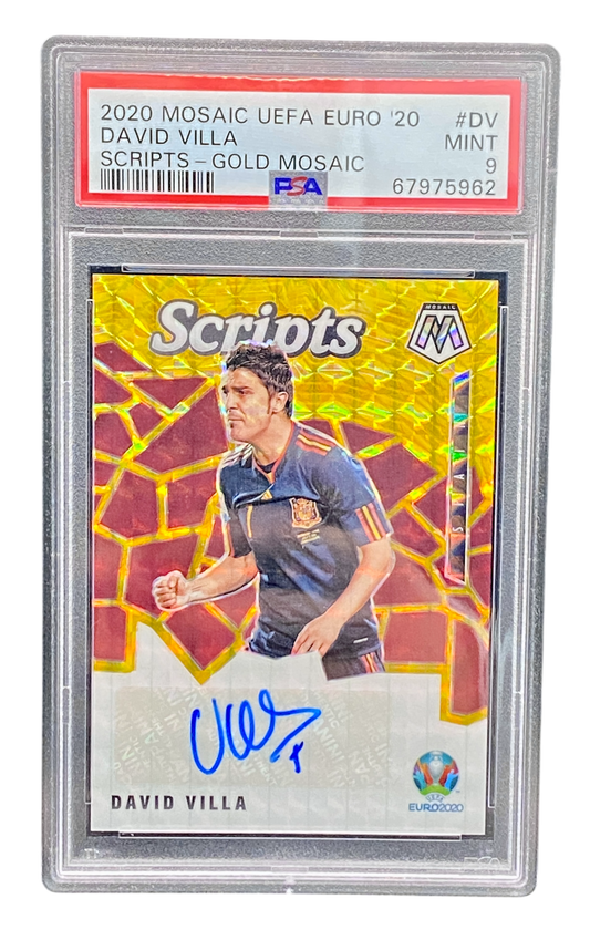 2020 Panini Mosaic UEFA Euro David Villa, Autograph, 10/10, PSA 9