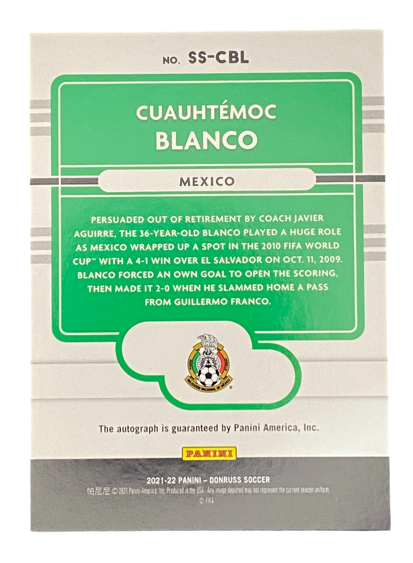 2021-22 Panini Donruss Road to Qatar, Cuahtémoc Blanco, Autograph