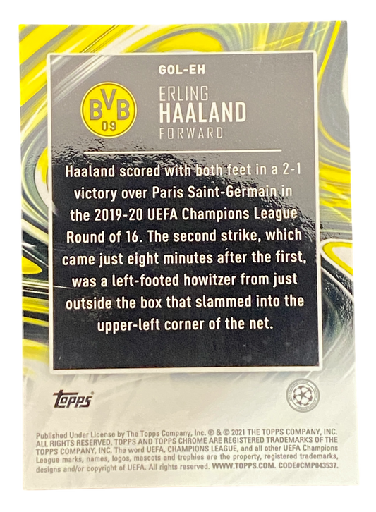 2021 Topps Chrome UEFA Champions League Erling Haaland Golazo
