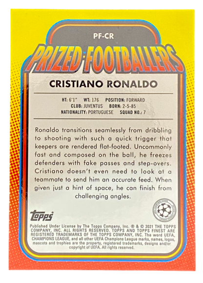 2021 Topps Finest, Prized Footballers, Cristiano Ronaldo, Juventus