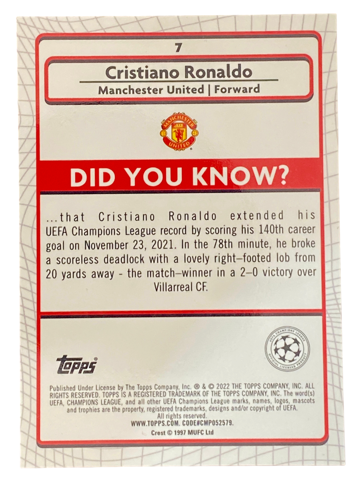 2022 Topps Merlin Cristiano Ronaldo, Manchester United