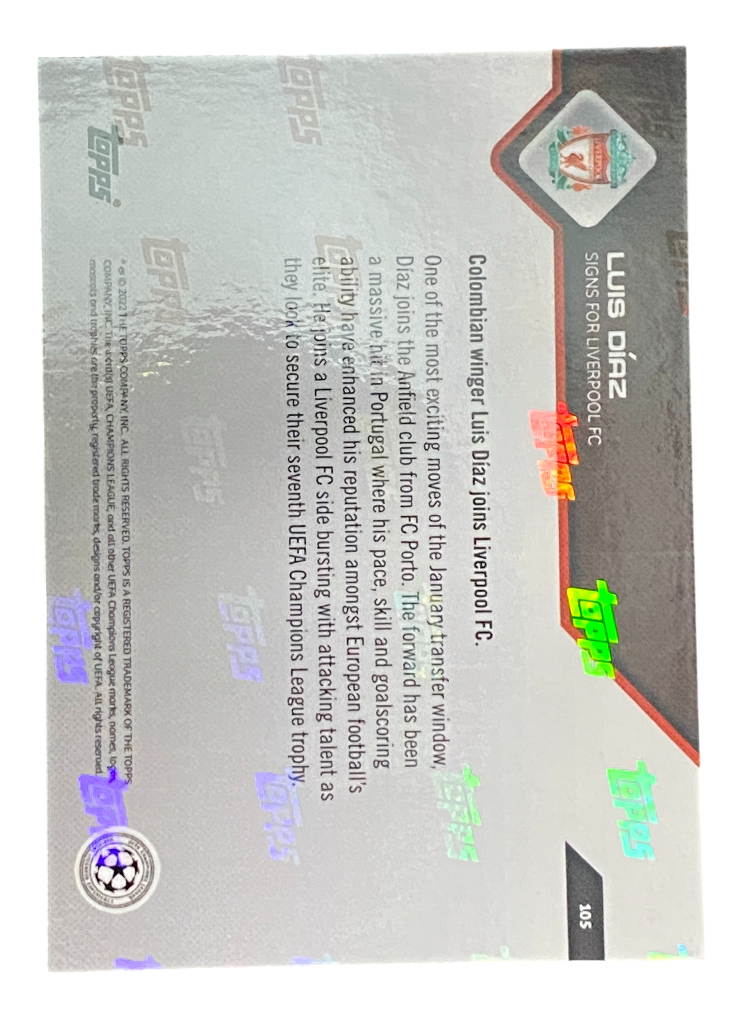 2022 Topps Now Luis Díaz Signs for Liverpool FC