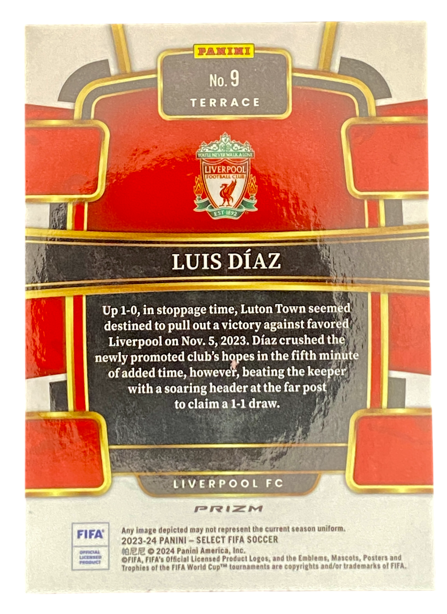 2023-24 Panini Select Luis Díaz, Red & Blue parallel