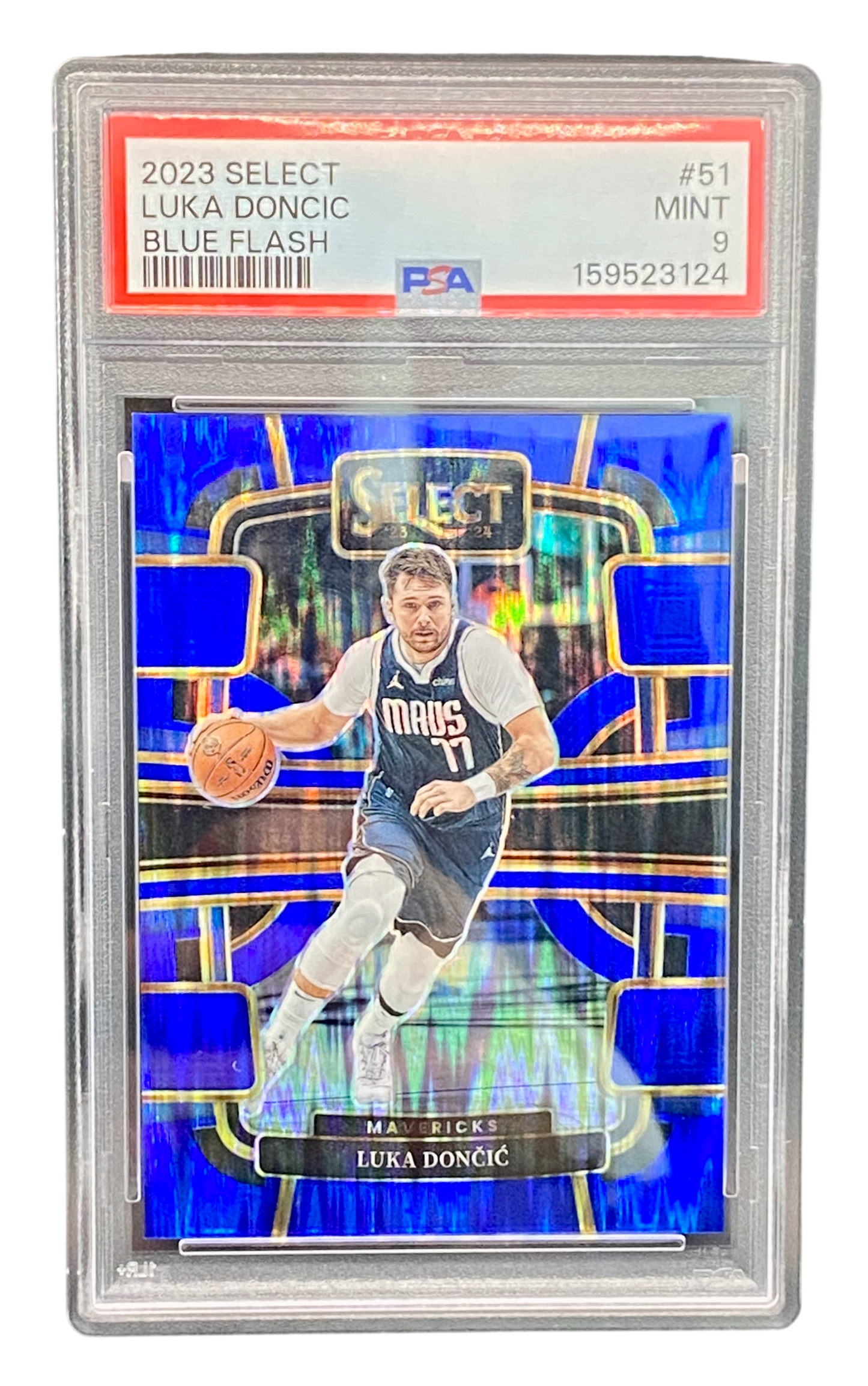 2023 Panini Select Blue Flash, Luka Doncic, PSA 9