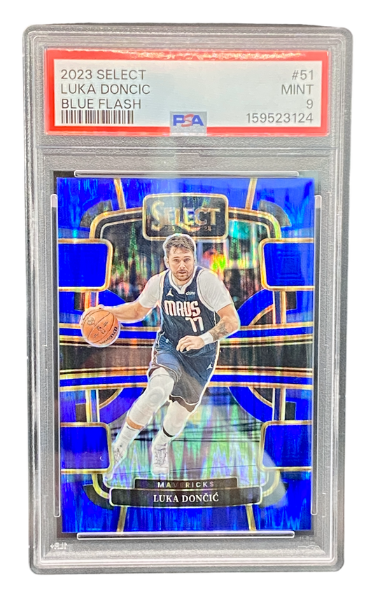 2023 Panini Select Blue Flash, Luka Doncic, PSA 9