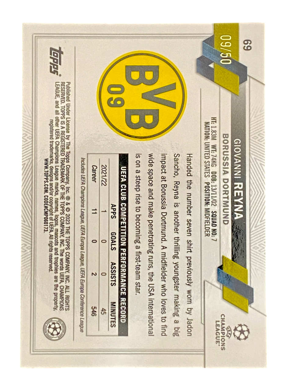 2023 Topps Chrome UCL Giovanni Reyna 09/50