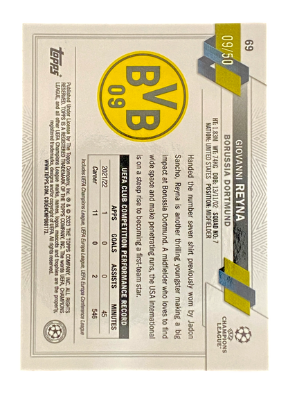 2023 Topps Chrome UCL Giovanni Reyna 09/50